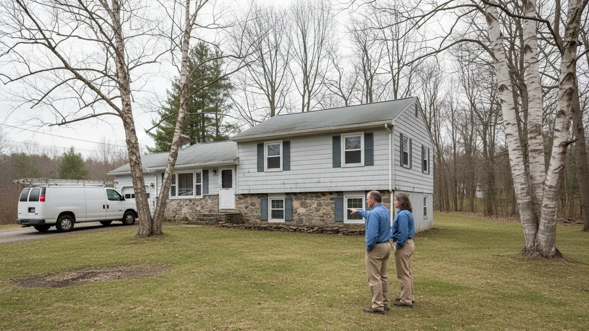 Raised ranch exterior before basement cleanup