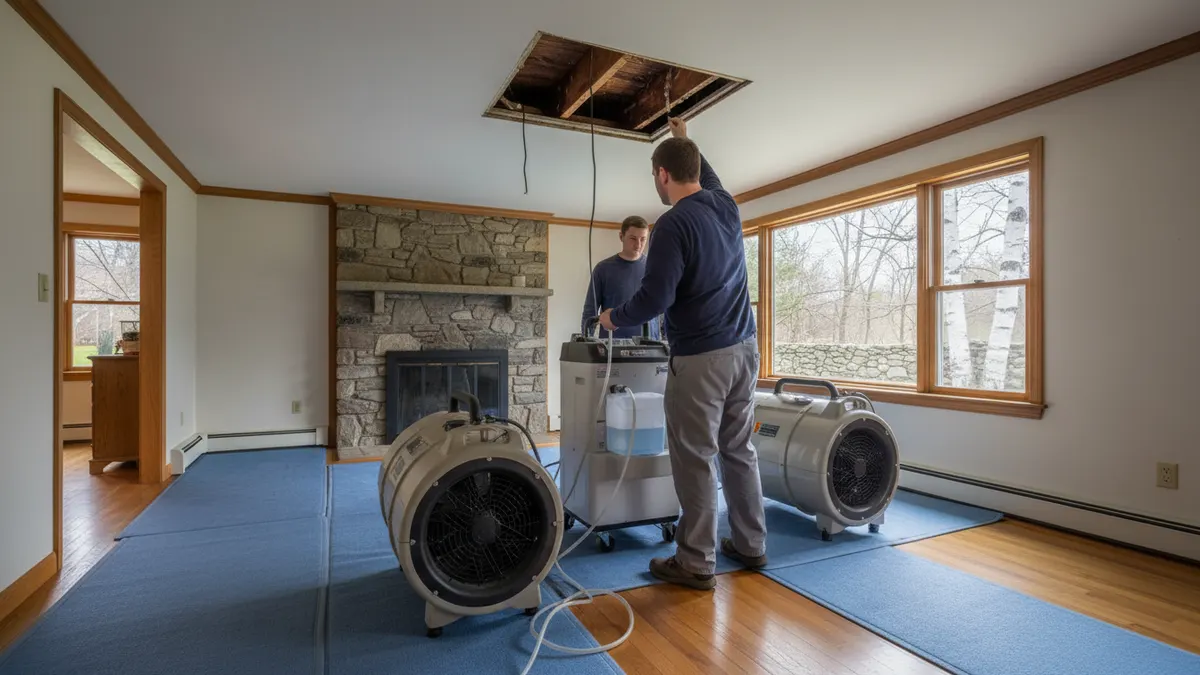 Drying equipment beside an opened wet wall