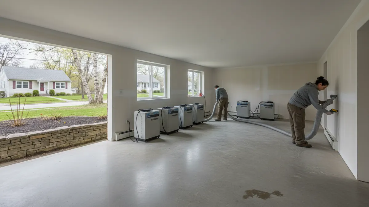 Clean lower-level area after moisture documentation